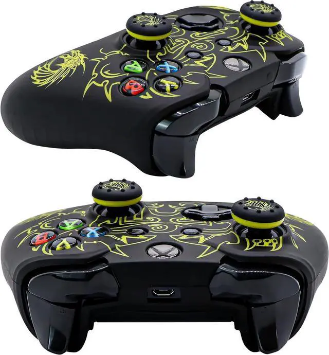 Alt view image 5 of 6 - Xbox-One Controller Skin, Anti-Slip Silicone Cover Protector Case Accessories Set for Microsoft Xbox 1 Wireless/Wired Gamepad Joystick with 2 Thumb Grips Caps (Yellow)