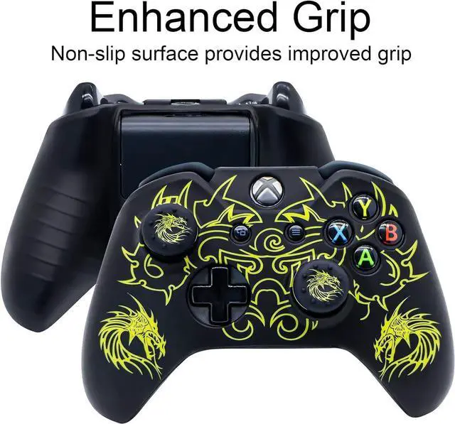 Alt view image 2 of 6 - Xbox-One Controller Skin, Anti-Slip Silicone Cover Protector Case Accessories Set for Microsoft Xbox 1 Wireless/Wired Gamepad Joystick with 2 Thumb Grips Caps (Yellow)