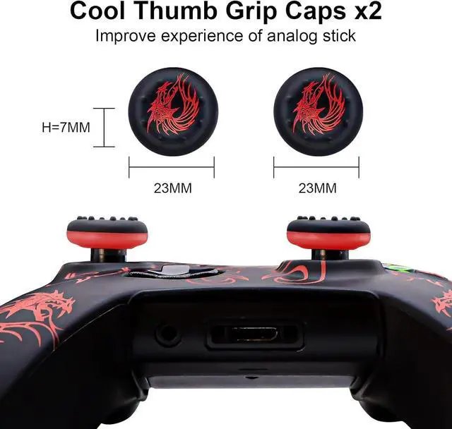Alt view image 3 of 6 - Xbox-One Controller Skin, Anti-Slip Silicone Cover Protector Case Accessories Set for Microsoft Xbox 1 Wireless/Wired Gamepad Joystick with 2 Thumb Grips Caps (Red)