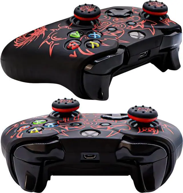 Alt view image 4 of 6 - Xbox-One Controller Skin, Anti-Slip Silicone Cover Protector Case Accessories Set for Microsoft Xbox 1 Wireless/Wired Gamepad Joystick with 2 Thumb Grips Caps (Red)
