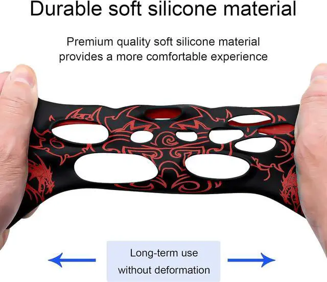 Alt view image 6 of 6 - Xbox-One Controller Skin, Anti-Slip Silicone Cover Protector Case Accessories Set for Microsoft Xbox 1 Wireless/Wired Gamepad Joystick with 2 Thumb Grips Caps (Red)