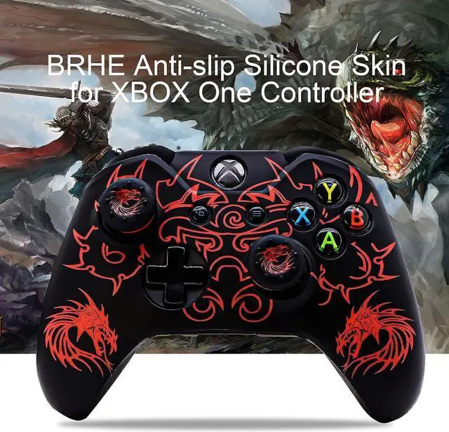 Alt view image 5 of 6 - Xbox-One Controller Skin, Anti-Slip Silicone Cover Protector Case Accessories Set for Microsoft Xbox 1 Wireless/Wired Gamepad Joystick with 2 Thumb Grips Caps (Red)