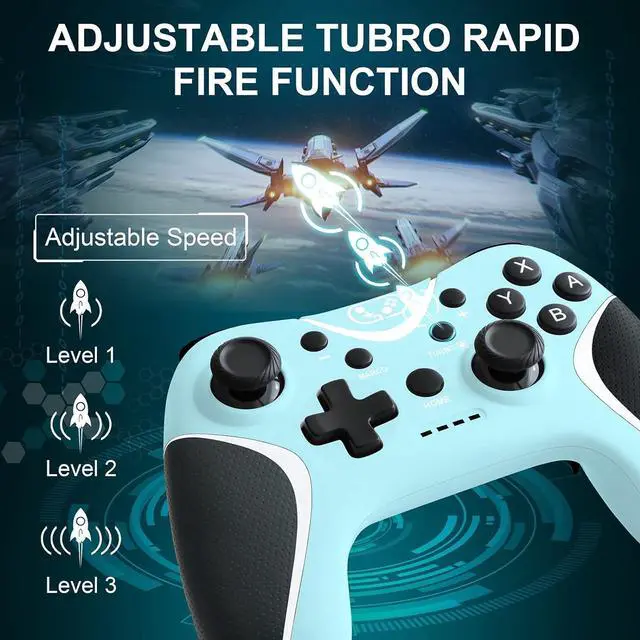Alt view image 3 of 6 - Wireless Switch Pro Controller,Nintendo Switch Controller with Programmable/Vibration/Turbo Compatibility with Nintendo Switch/Lite/OLED/Windows PC,Switch Remote Gamepad with 2 Thumb Caps