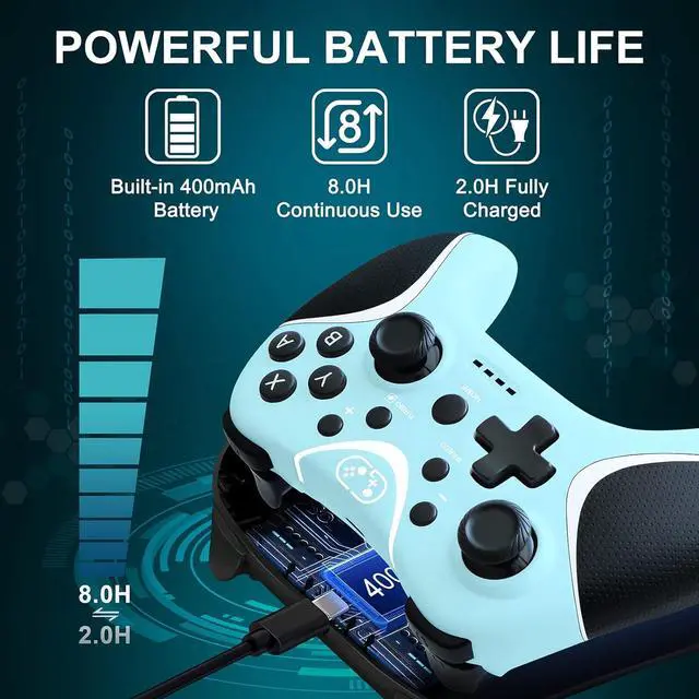 Alt view image 4 of 6 - Wireless Switch Pro Controller,Nintendo Switch Controller with Programmable/Vibration/Turbo Compatibility with Nintendo Switch/Lite/OLED/Windows PC,Switch Remote Gamepad with 2 Thumb Caps