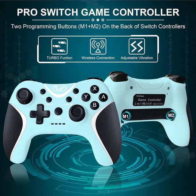 Alt view image 2 of 6 - Wireless Switch Pro Controller,Nintendo Switch Controller with Programmable/Vibration/Turbo Compatibility with Nintendo Switch/Lite/OLED/Windows PC,Switch Remote Gamepad with 2 Thumb Caps