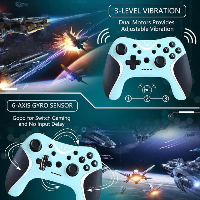 Alt view image 5 of 6 - Wireless Switch Pro Controller,Nintendo Switch Controller with Programmable/Vibration/Turbo Compatibility with Nintendo Switch/Lite/OLED/Windows PC,Switch Remote Gamepad with 2 Thumb Caps
