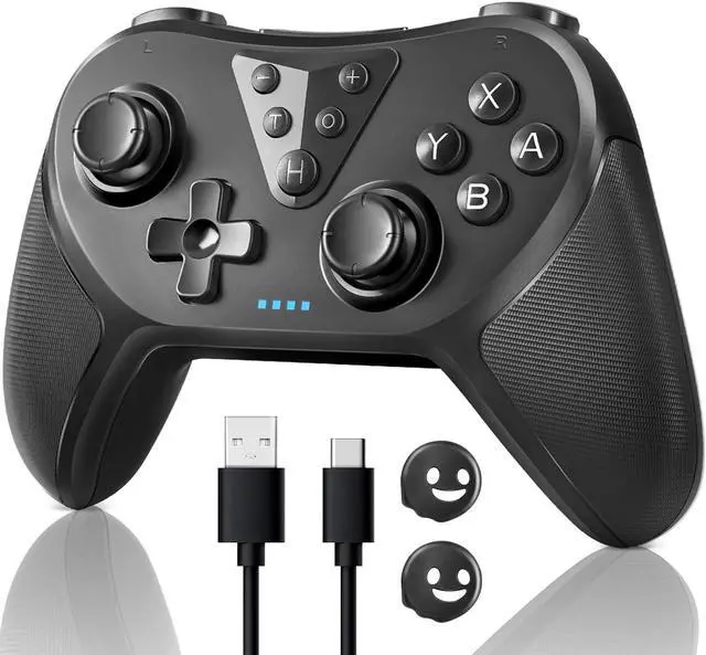 Main image of Wireless Switch Controller Black,Nintendo Switch Controller for Nintendo Switch/Lite/OLED Controller,Switch Pro Controller Support Wake-up,Gyro Axis,Turbo Function with 2 Thumb Caps - Black