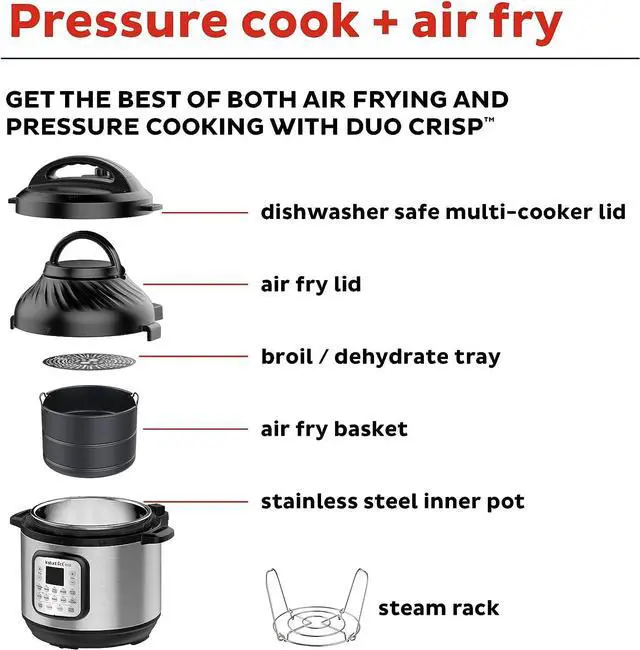Alt view image 6 of 7 - Instant Pot Duo Crisp 11-in-1 Air Fryer and Electric Pressure Cooker Combo with Multicooker Lids that Fries, Steams, Slow Cooks, Sautés, Dehydrates, & More, Free App With Over 800 Recipes, 8 Quart