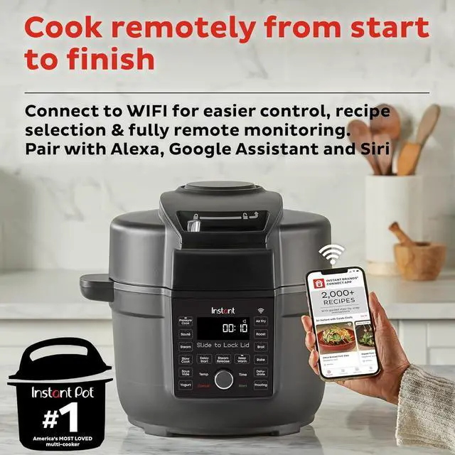 Alt view image 2 of 7 - Instant Pot 6.5 Quart Duo Crisp Ultimate Lid with WIFI, 13-in-1 Air Fryer and Pressure Cooker Combo, Sauté, Slow Cook, Bake, Steam, Warm, Roast, Dehydrate, Sous Vide, & More, Includes App with Recipes