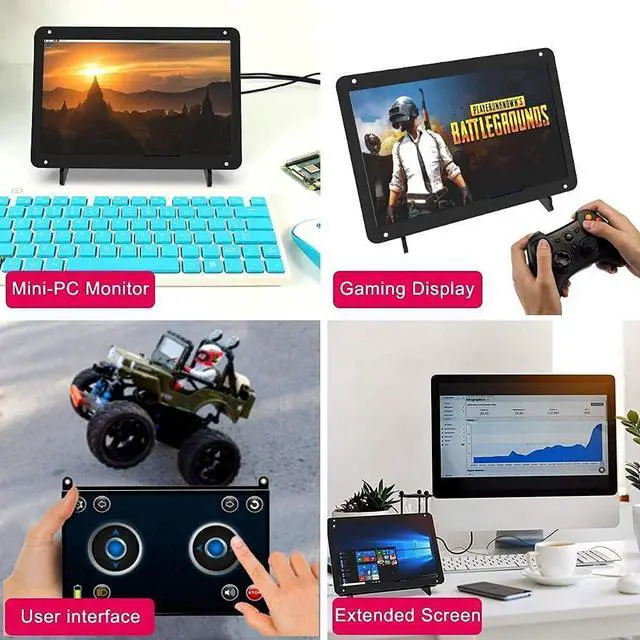 Alt view image 5 of 6 - 7 Inch Touch Screen Monitor for Raspberry Pi, Portable IPS Display HDMI 1024 * 600 Touchscreen with Acrylic Case, Second Monitor for Gaming Consoles/PC/Camera/Win OS