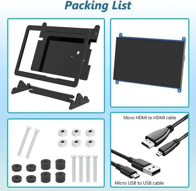 Alt view image 6 of 6 - 7 Inch Touch Screen Monitor for Raspberry Pi, Portable IPS Display HDMI 1024 * 600 Touchscreen with Acrylic Case, Second Monitor for Gaming Consoles/PC/Camera/Win OS