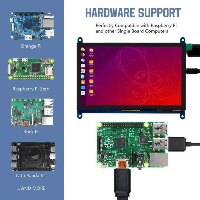 Alt view image 5 of 7 - 7 Inch IPS LCD Touch Screen Display Panel 1024×600 Capacitive Screen HDMI Monitor for Raspberry Pi, BB Black, Windows 10 8 7
