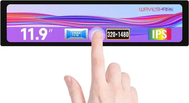Main image of 11.9inch Capacitive Touch Screen LCD Compatible with Raspberry Pi 5/4B/3B+/3A+/2B/B+/A+/Zero/Zero W/WH/Zero 2W CM3+/4 320×1480 Resolution HDMI IPS Supports Jetson Nano/Windows