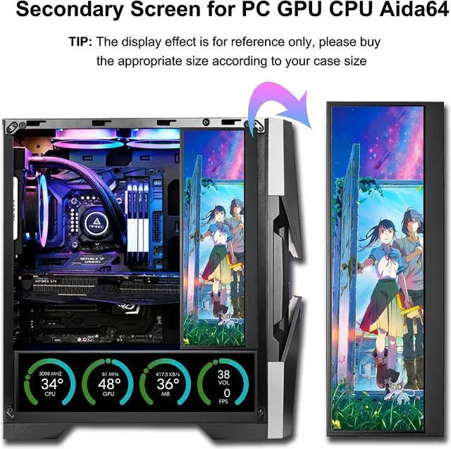 Alt view image 4 of 7 - 14'' 4K UHD IPS 3840x1100 Stretched Bar Touch Screen Display Monitor for Laptop Computer PC Speed Temperature Windows Aida64 CPU GPU HDMI Secondary Monitor for Music Media Timeline Editing