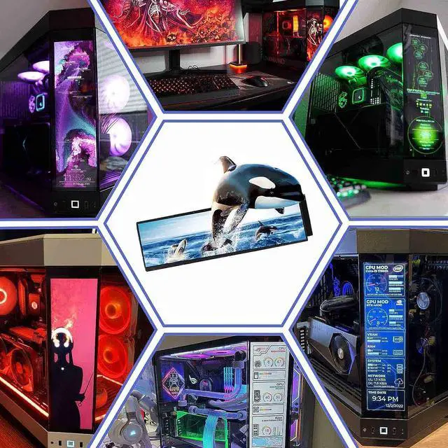 Alt view image 3 of 6 - 12.6 Inch IPS LCD Screen Monitor 1920x515 Display with Mini HD-MI to HD-MI Cable Kit,Fit for DIY Y60 PC Case CPU GPU Secondary Monitor Panel