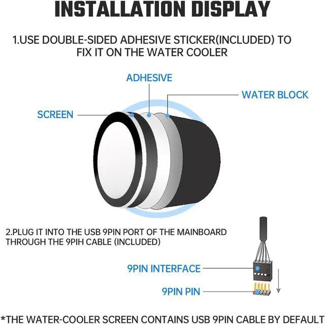 Alt view image 4 of 6 - 2.1" AIO Display Screen Upgrade Kit LCD Screen CPU Temp Monitor for CPU Liquid Cooler, Computer Accessories PC Parts White