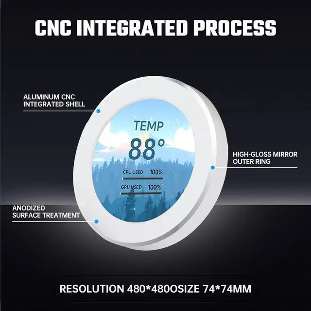 Alt view image 6 of 6 - 2.1" AIO Display Screen Upgrade Kit LCD Screen CPU Temp Monitor for CPU Liquid Cooler, Computer Accessories PC Parts White