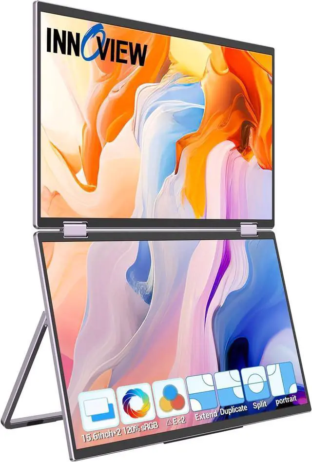 Main image of Laptop Screen Extender 15.6" Dual Monitors Stacked Folding Triple Monitor (Wins/Mac) 1080P 120% sRGB E<2 Triple Portable Monitor for Laptop 90°/180° Automatic Rotation