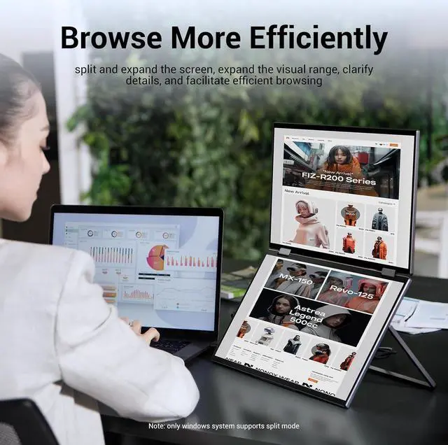 Alt view image 4 of 6 - Laptop Screen Extender 15.6" Dual Monitors Stacked Folding Triple Monitor (Wins/Mac) 1080P 120% sRGB E<2 Triple Portable Monitor for Laptop 90°/180° Automatic Rotation