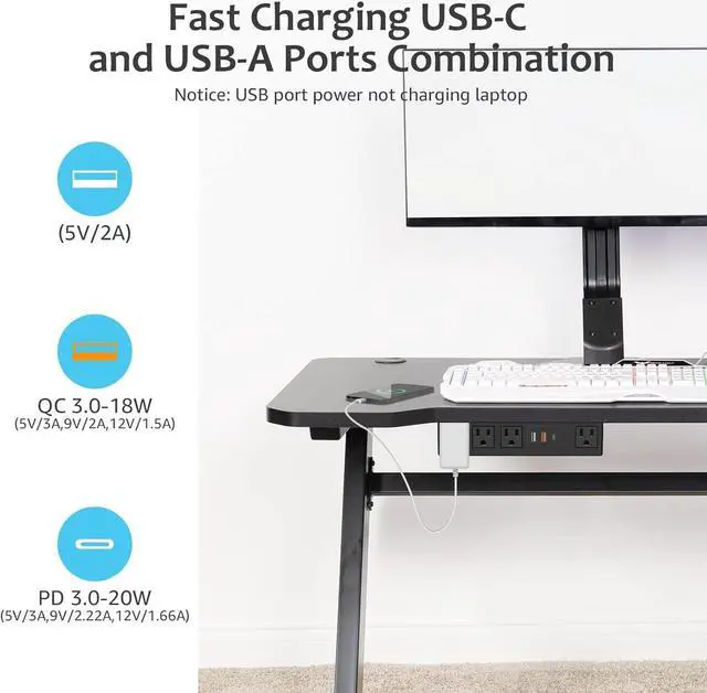 Alt view image 4 of 7 - Under Desk Power Strip with 3M Adhesive, Removable Under Desktop Mount Plug with Fast Charging USB C and USB A Ports, 4 Outlet Under Table Surge Protector 1200J, 6FT Extension Cord. (Black)