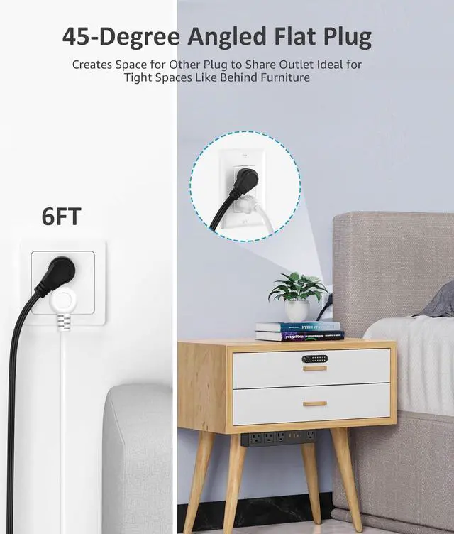 Alt view image 6 of 7 - Under Desk Power Strip with 3M Adhesive, Removable Under Desktop Mount Plug with 30W Fast Charging USB C and USB A Ports, 4 Outlet Under Table Surge Protector 1200J, 6FT Extension Cord. (Black)