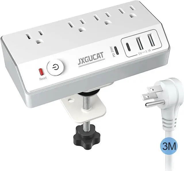Main image of Desk Clamp Power Strip with USB C,  PD 20W Fast Charging Power Station, Removable Desk Clamp Mount Power Strip Surge Protector, 10 ft Cord with 4 Outlet 4 USB Ports, Fit 1.8" Tabletop Edge