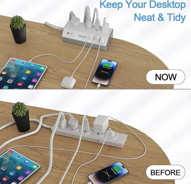 Alt view image 5 of 7 - Desk Clamp Power Strip with USB C,  PD 20W Fast Charging Power Station, Removable Desk Clamp Mount Power Strip Surge Protector, 10 ft Cord with 4 Outlet 4 USB Ports, Fit 1.8" Tabletop Edge