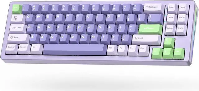 Main image of 75% Gaming Keyboard, Aluminum Alloy Shell Wireless Mechanical Keyboard Bluetooth/2.4G/Wired Hot Swappable White Jade Switches, Gasket Mounted RGB Creamy Keyboard for Mac/Win, Purple