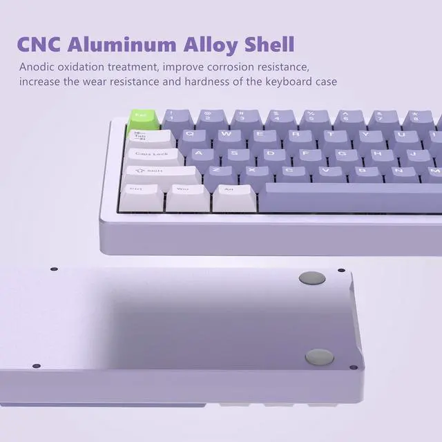 Alt view image 2 of 6 - 75% Gaming Keyboard, Aluminum Alloy Shell Wireless Mechanical Keyboard Bluetooth/2.4G/Wired Hot Swappable White Jade Switches, Gasket Mounted RGB Creamy Keyboard for Mac/Win, Purple