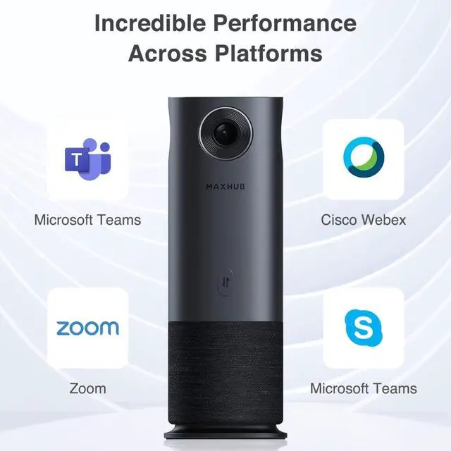 Alt view image 7 of 7 - 360-Degree Smart Video Conference Camera, All-in-One Conference Room Webcam, Video Conferencing System with Microphone and Speaker for Meeting, Auto Speaker Focus & Precise Angle Adjust