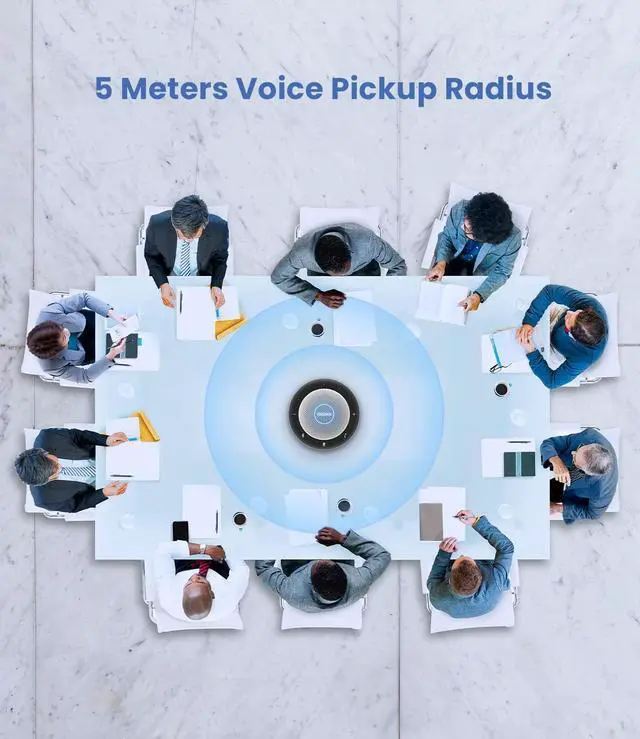 Alt view image 4 of 7 - Bluetooth Conference Speakerphone, Teleconference Speaker with Wireless Charging, USB Speaker with 6 Mics for Home Office, Enhanced 360° Voice Pickup and Noise Reduction