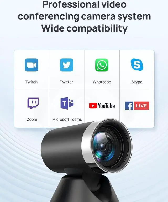 Alt view image 5 of 6 - PTZ Camera,HD 1080p Video Conference Camera System with 12X Optical Zoom,Wide-Angle USB Conference Room Webcam with Remote Control for Streaming, Video Calling, Recording