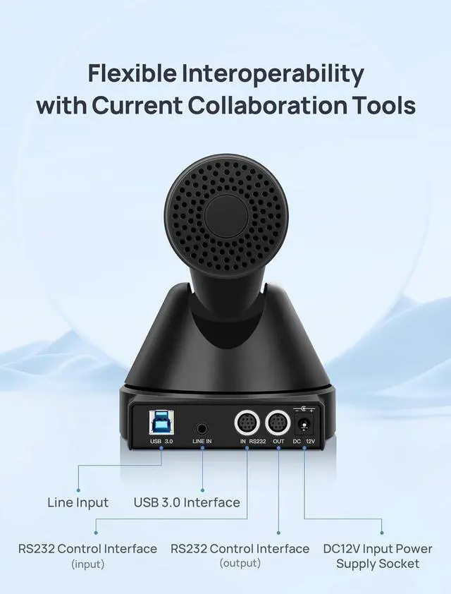 Alt view image 6 of 6 - PTZ Camera,HD 1080p Video Conference Camera System with 12X Optical Zoom,Wide-Angle USB Conference Room Webcam with Remote Control for Streaming, Video Calling, Recording