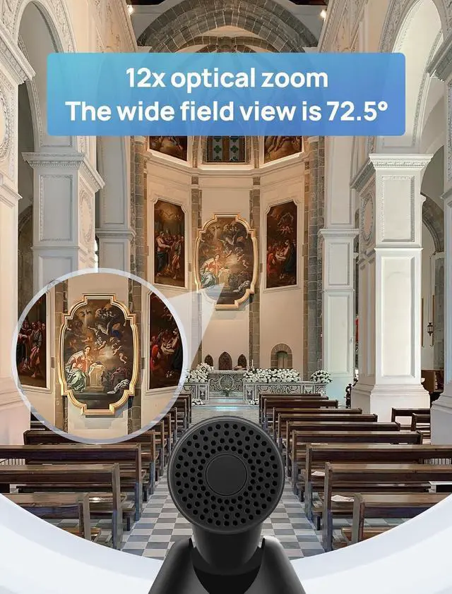 Alt view image 4 of 6 - PTZ Camera,HD 1080p Video Conference Camera System with 12X Optical Zoom,Wide-Angle USB Conference Room Webcam with Remote Control for Streaming, Video Calling, Recording