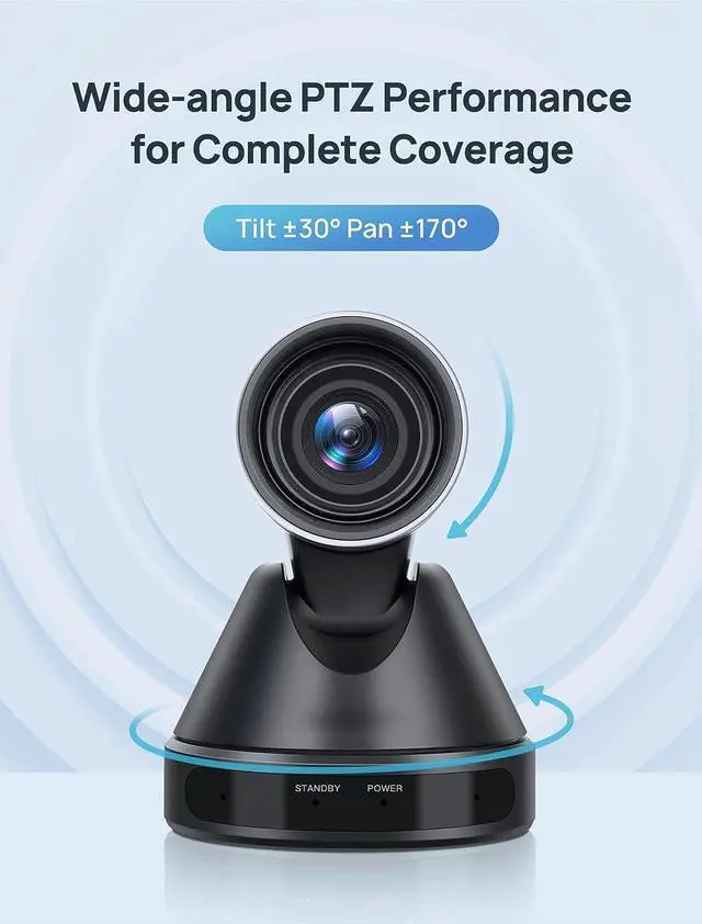 Alt view image 3 of 6 - PTZ Camera,HD 1080p Video Conference Camera System with 12X Optical Zoom,Wide-Angle USB Conference Room Webcam with Remote Control for Streaming, Video Calling, Recording