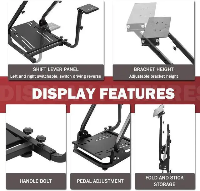 Alt view image 2 of 7 - Racing Wheel Stand with Adjustable Shifter Mount fit for Logitech G920 G29 G923 Thrustmaster T300, Foldable Steering Wheel Stand Gaming Simulator Mount, Wheel Pedal Not Include