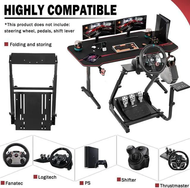 Alt view image 3 of 7 - Racing Wheel Stand with Adjustable Shifter Mount fit for Logitech G920 G29 G923 Thrustmaster T300, Foldable Steering Wheel Stand Gaming Simulator Mount, Wheel Pedal Not Include