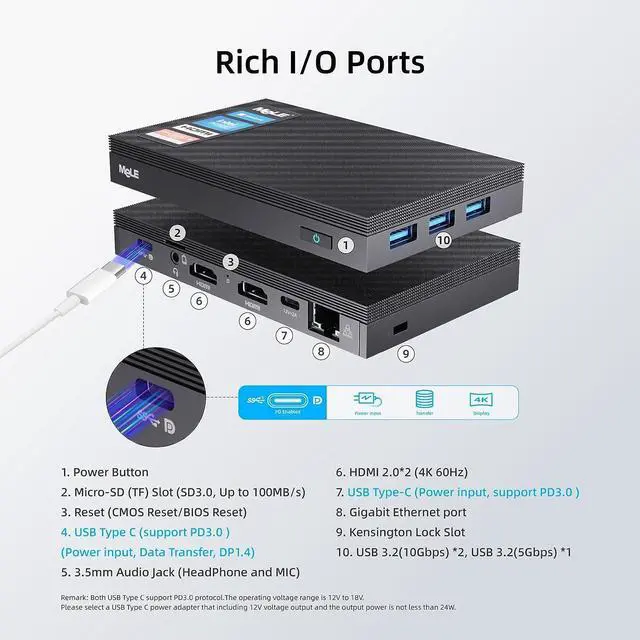 Alt view image 2 of 7 - Fanless Mini PC Windows 11 Pro Celeron N5105 16GB 512GB Micro Computer with Full Function Type C Small Desktop WiFi6 Ethernet PXE Unlock BIOS PD Industrial Personal Media