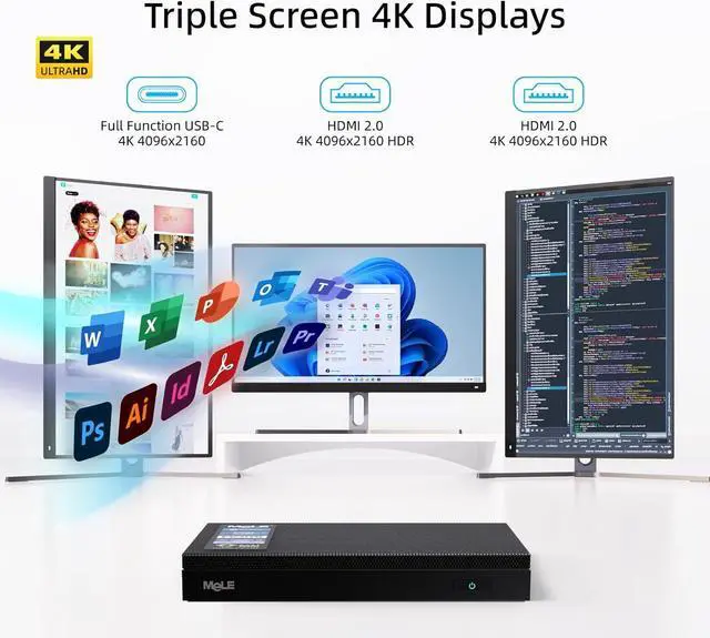 Alt view image 5 of 7 - Fanless Mini PC Windows 11 Pro 16GB DDR4 512GB ROM Micro PC Alder Lake N100(up to 3.4GHz) Small Form Factor PC USB-C 2 X HDMI 4K@60 Triple Display Desktop Computers with VESA Mount