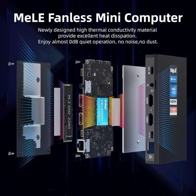 Alt view image 4 of 7 - Fanless Mini PC Windows 11 Pro 16GB DDR4 512GB ROM Tiny Desktop PC Celeron N5105(up to 2.9GHz) Micro Computer USB-C Dual HDMI 4K, VESA Mount, WiFi 6, BT5.2 Office PC