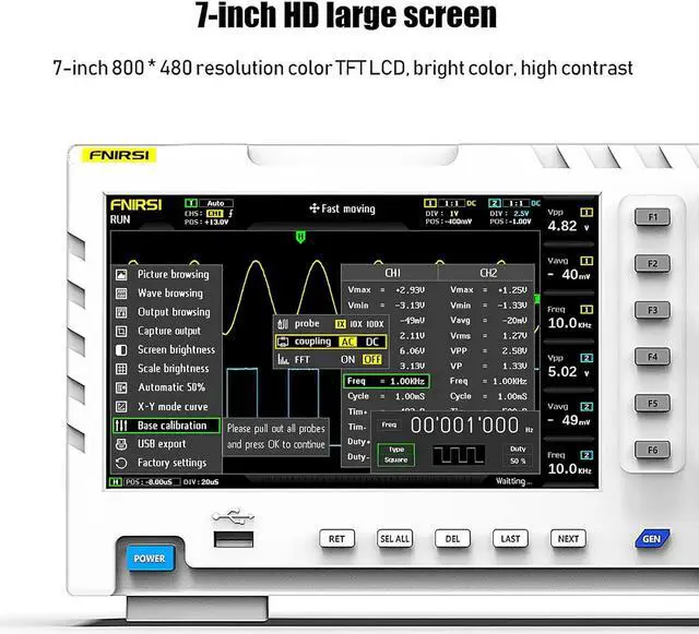 Alt view image 3 of 6 - 2 in 1 Digital Oscilloscope DDS Signal Generator, 100X High Voltage Probe, 2 Channels 100Mhz Bandwidth 1GSa/s Sampling Rate Built-in 1GB Storage Space