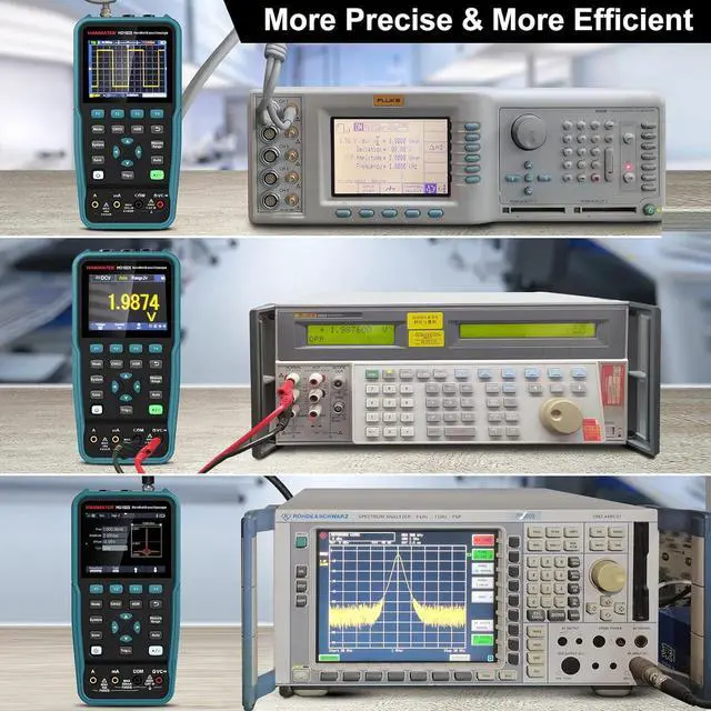Alt view image 5 of 7 - 3 in 1 Handheld Oscilloscope Multimeter 100Mhz Waveform Generator Oscilloscope with 2 Channels 3.5"TFT, HO102S Professional oscilloscope Multimeter with Memory Function
