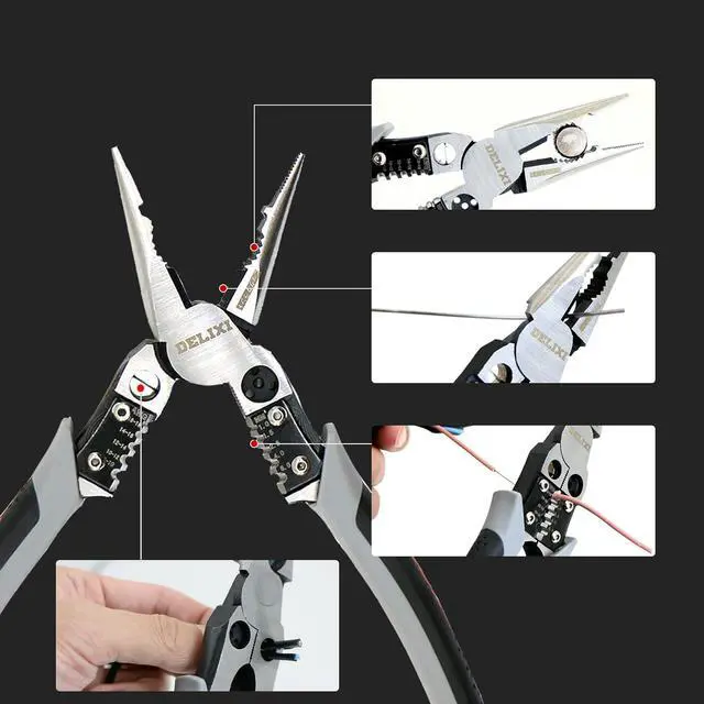 Alt view image 4 of 6 - Multi-Function Needle Nose Pliers with Sharp Blades,Multi-Function Combination Pliers with Wire separate, Wire winding, Wire Stripper, Crimper,Cutter Function, 9 inch