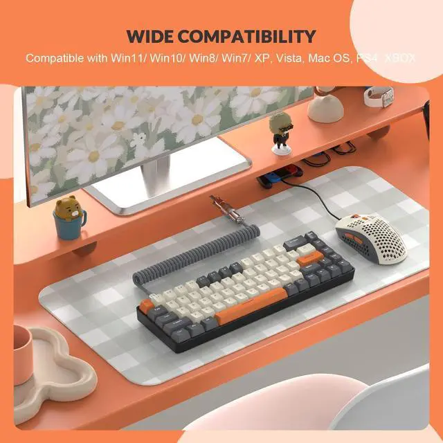 Alt view image 5 of 6 - 60% RGB Gaming Keyboard and Mouse Combo,Wired Mechanical Keyboard,68 Keys TKL Compact Mini Layout,Honeycomb Gaming Mouse,Up to 6400DPI,for PC MAC PS5 Xbox,Black Grey
