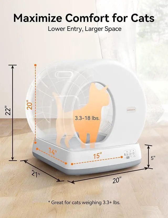 Alt view image 6 of 7 - Self-Cleaning Cat Litter Box, Integrated Safety Protection Automatic Cat Litter Box for Multi Cats, Extra Large/Odor Isolation/APP Control Cat Litter Box with Odor Eliminator & Mat & Liner