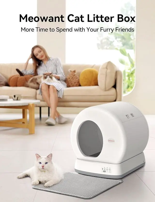 Alt view image 2 of 7 - Self-Cleaning Cat Litter Box, Integrated Safety Protection Automatic Cat Litter Box for Multi Cats, Extra Large/Odor Isolation/APP Control Cat Litter Box with Odor Eliminator & Mat & Liner