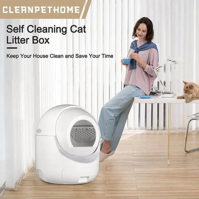 Alt view image 2 of 7 - Self Cleaning Cat Litter Box, Automatic Cat Litter Box with APP Control Odor Removal Safety Protection for Multiple Cats