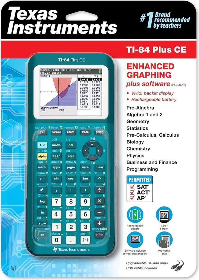 Alt view image 2 of 3 - Texas Instruments TI-84 Plus CE Color Graphing Calculator, Teal (Metallic)