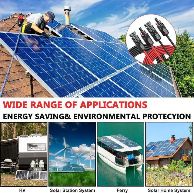 Alt view image 6 of 6 - Solar Panel Extension Cable, 40 Feet 10AWG Solar Extension Cable Kit with Female & Male Waterproof Connectors for RV, Photovoltaic Systems