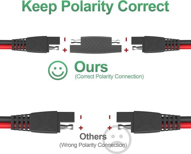 Alt view image 5 of 7 - 2 Pack 12ft. SAE to SAE Extension Cable Quick Disconnect Connector 16AWG, for Automotive, Solar Panel Extension Cable Plug (12FT(16AWG))